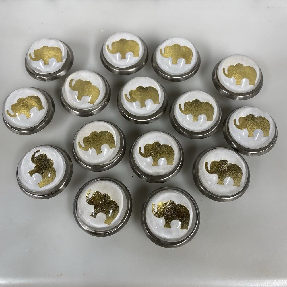15 Gold Elephant Drawer Mushroom Knobs Pulls Dresser Cabinet Doors